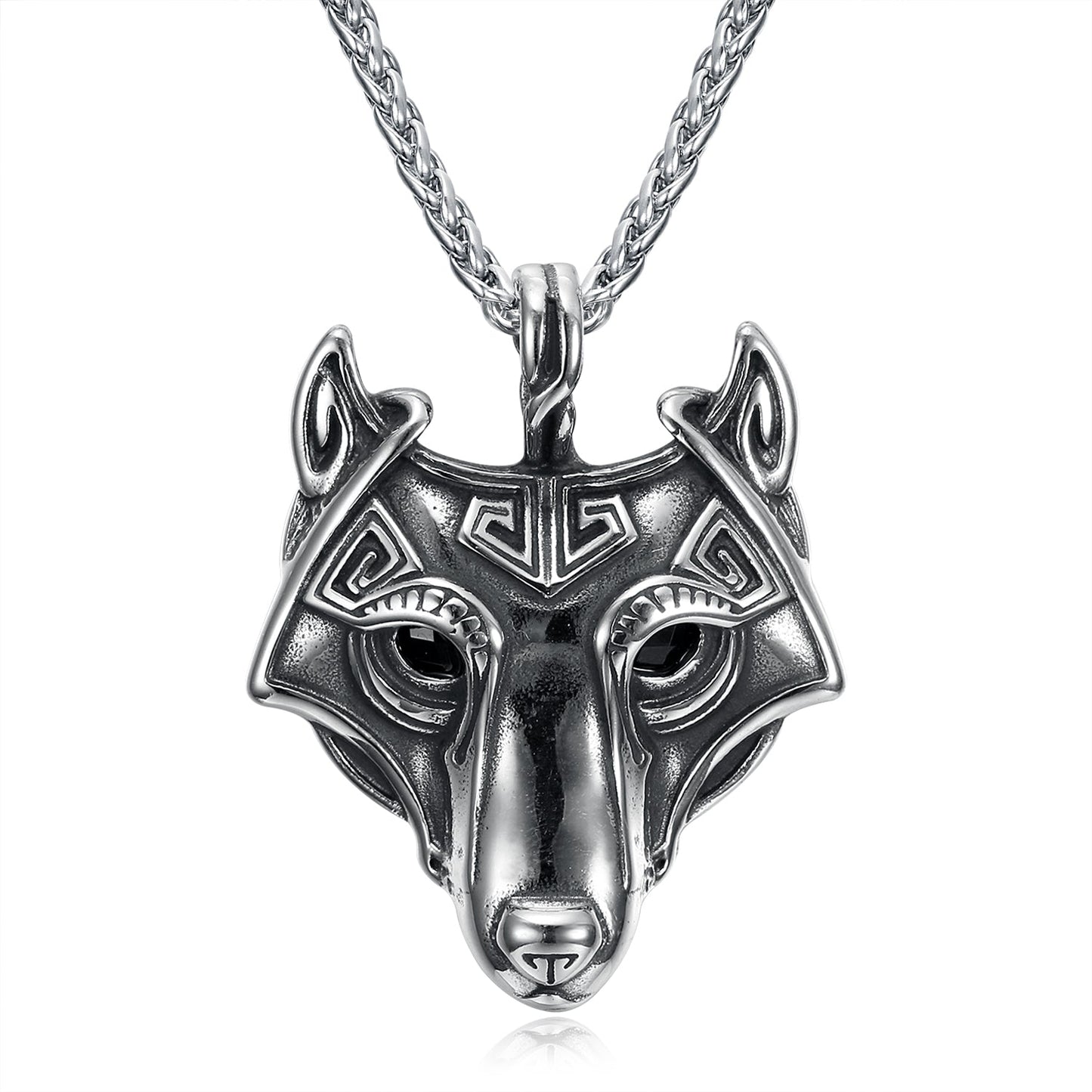 Handcrafted Stainless Steel Fenrir Pendant on Handcrafted Stainless Steel Chain