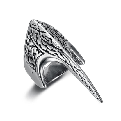 Handcrafted Stainless Steel Stylized Raven Skull Ring