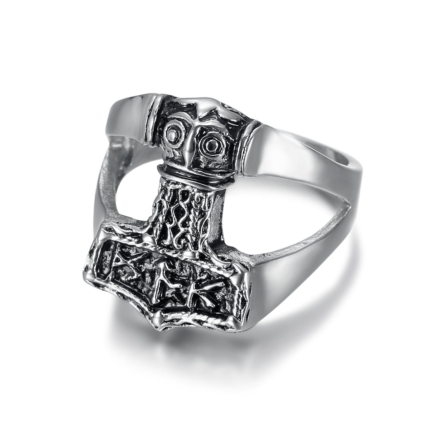 Handcrafted Stainless Steel Thor's Hammer Ring