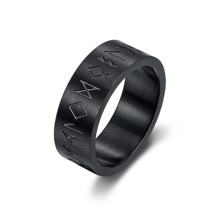 Handcrafted Stainless Steel Wide Rune Ring