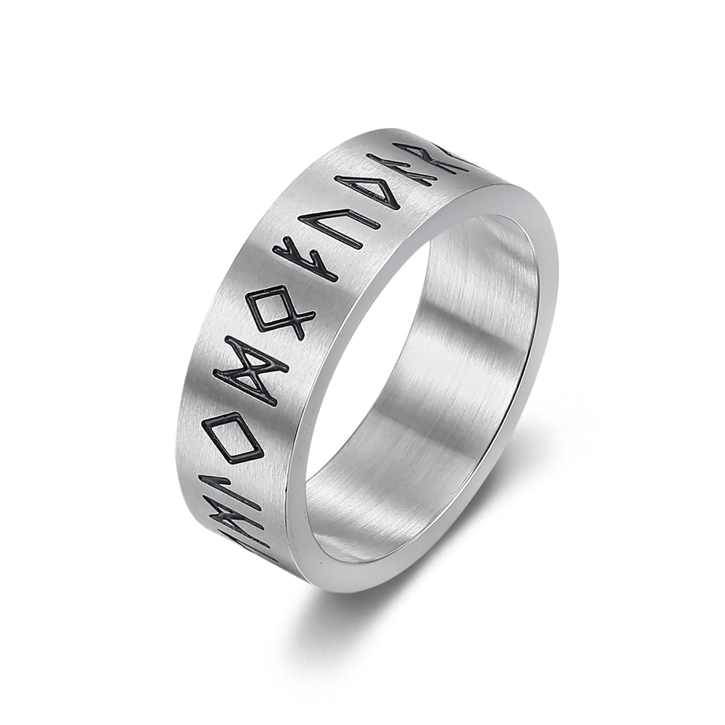 Handcrafted Stainless Steel Wide Rune Ring