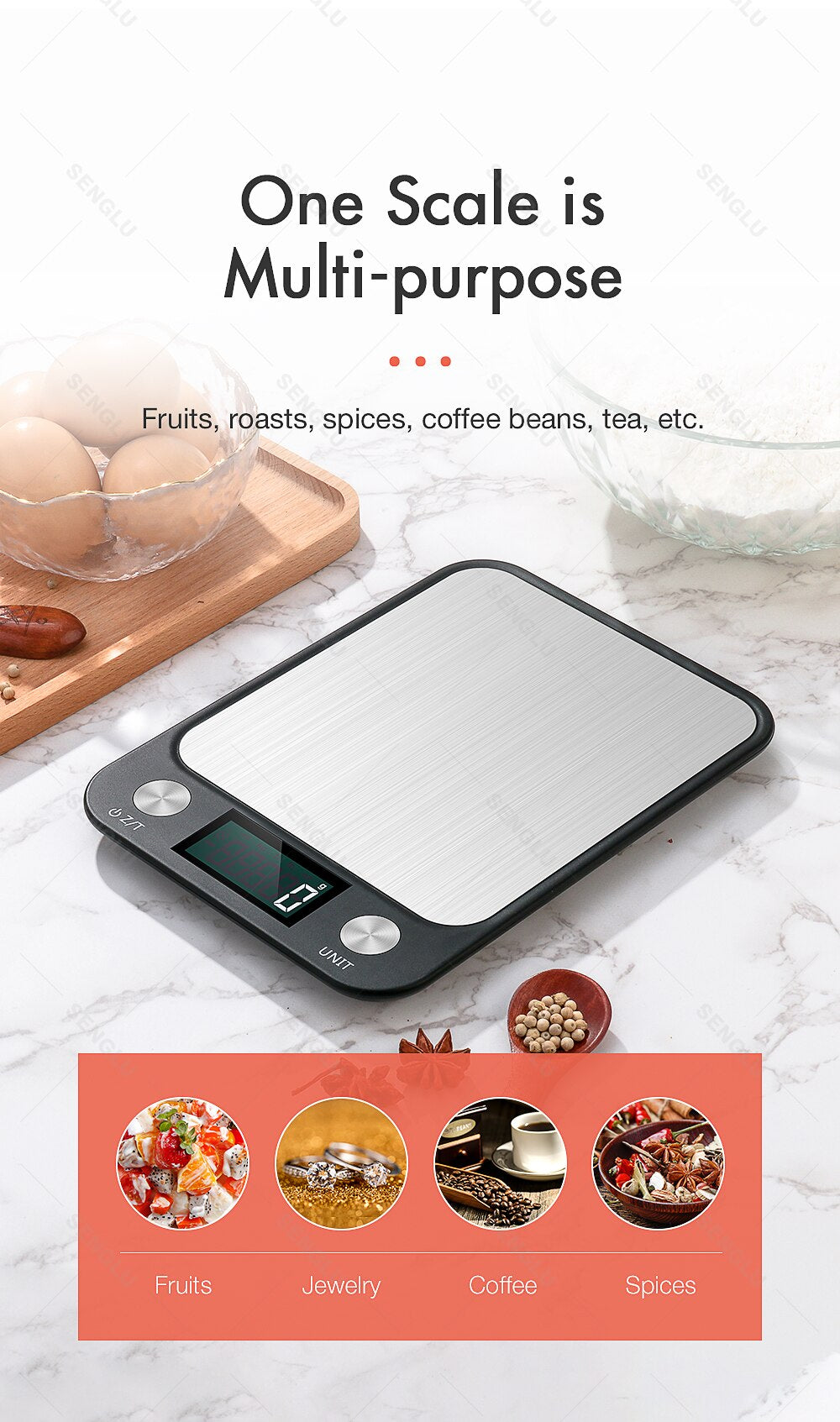 Food Scale, 22lb/10Kg Digital Kitchen Scale