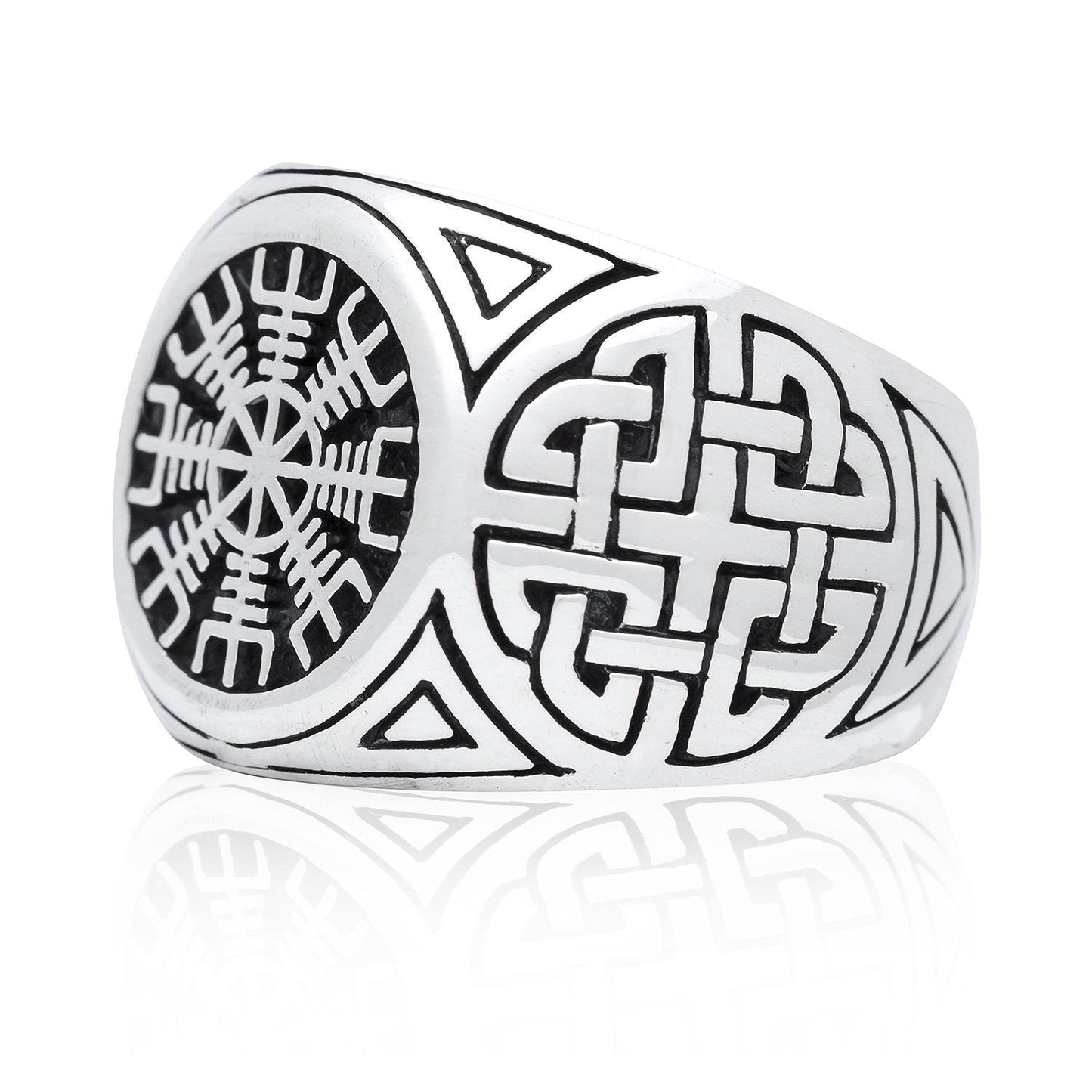 925 Sterling Silver Helm of Awe Signet Ring