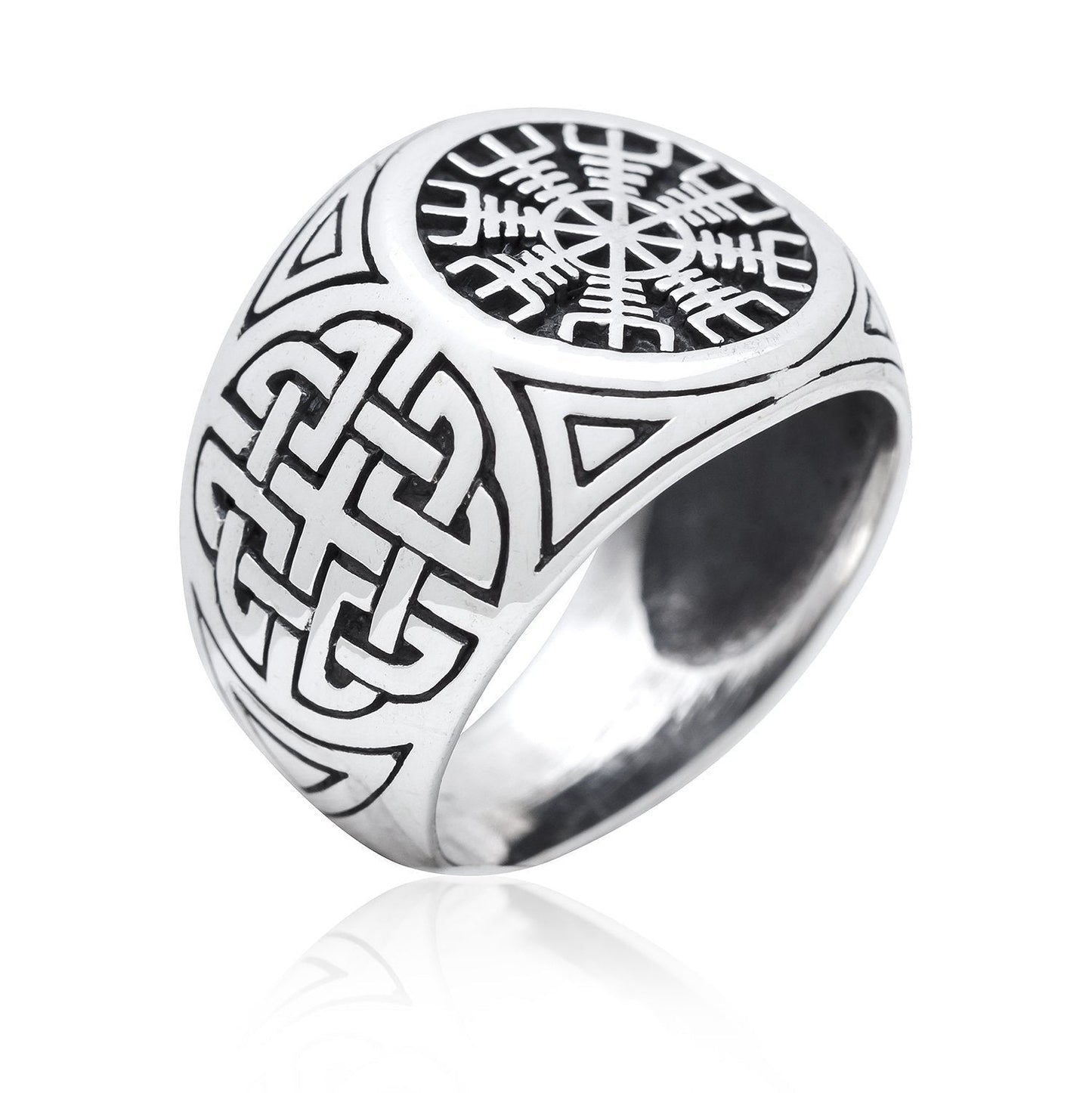 925 Sterling Silver Helm of Awe Signet Ring