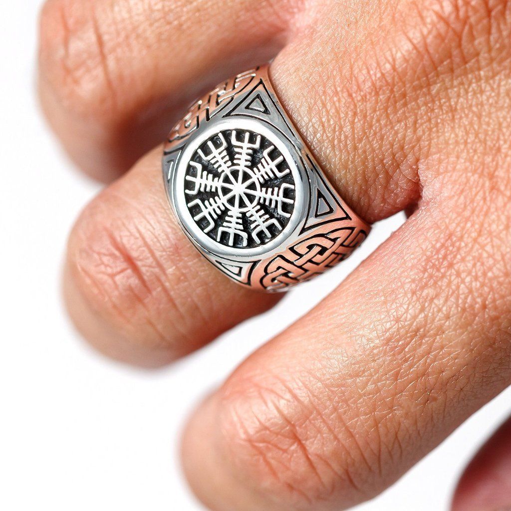 925 Sterling Silver Helm of Awe Signet Ring