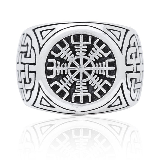 925 Sterling Silver Helm of Awe Signet Ring