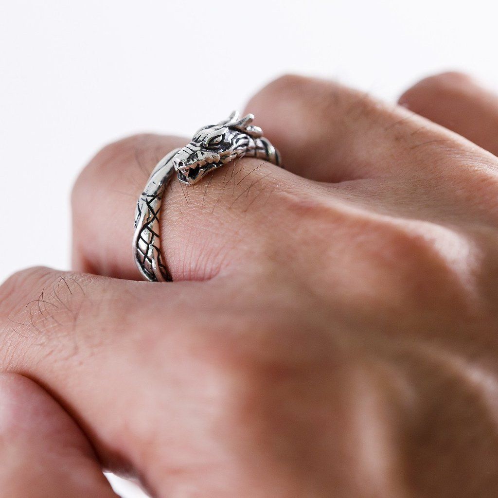 925 Sterling Silver Jormungand Midgard Serpent Ring