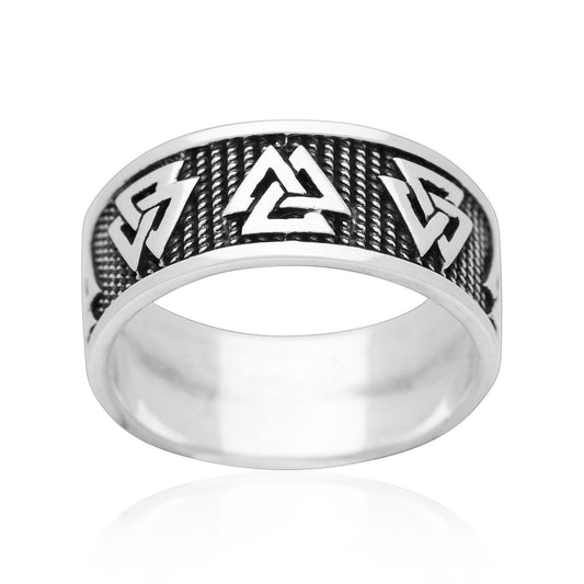 925 Sterling Silver Valknut Band Ring