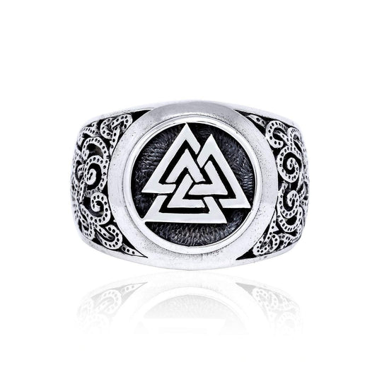 925 Sterling Silver Valknut Ring in Mammen Style