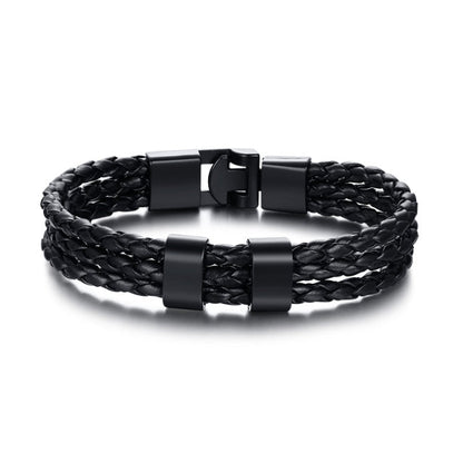 Black Braided Leather Bracelet