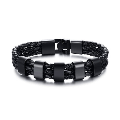 Black Braided Leather Bracelet