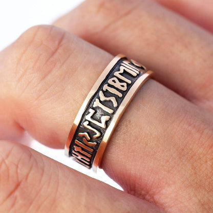 Bronze Elder Futhark Rune Ring