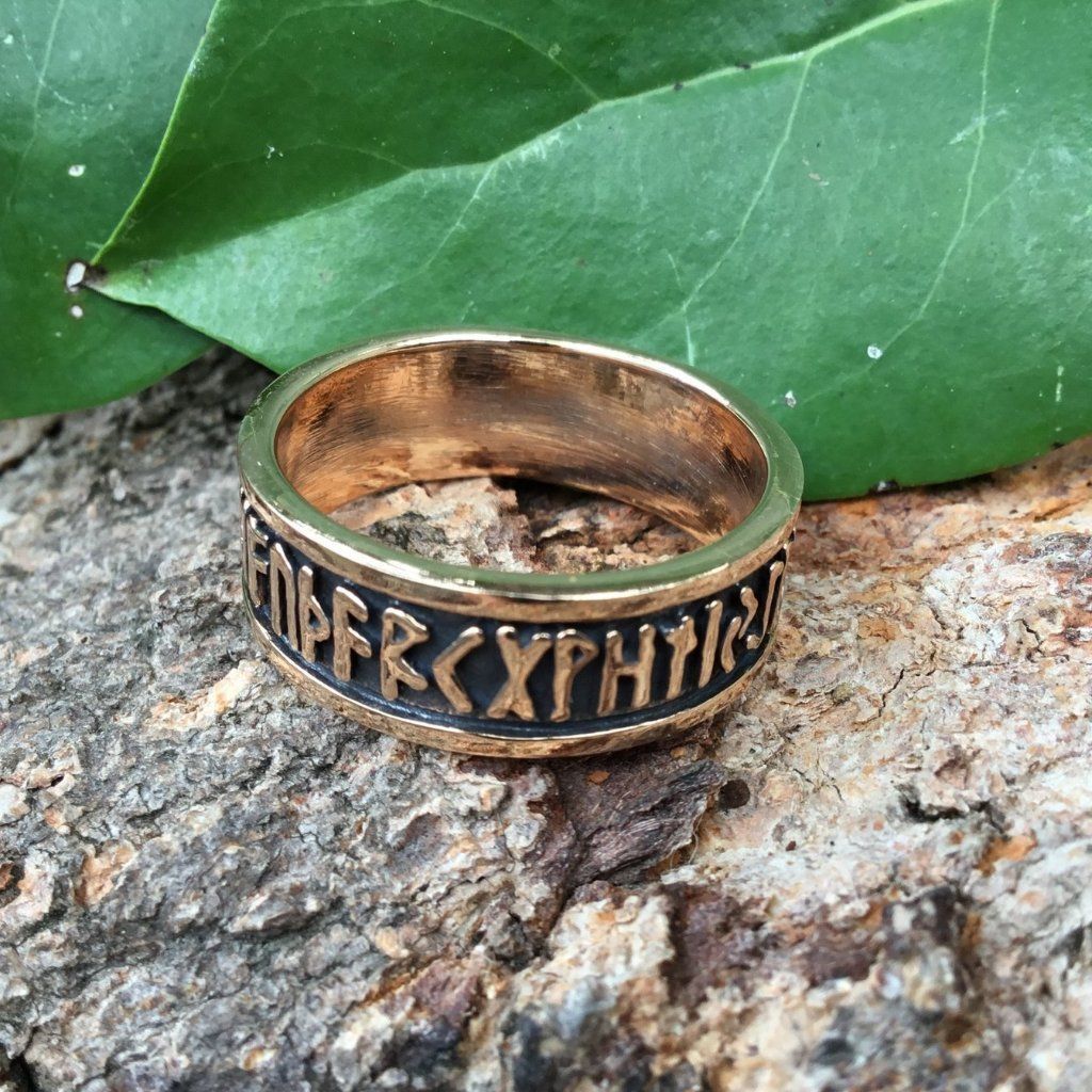 Bronze Elder Futhark Rune Ring