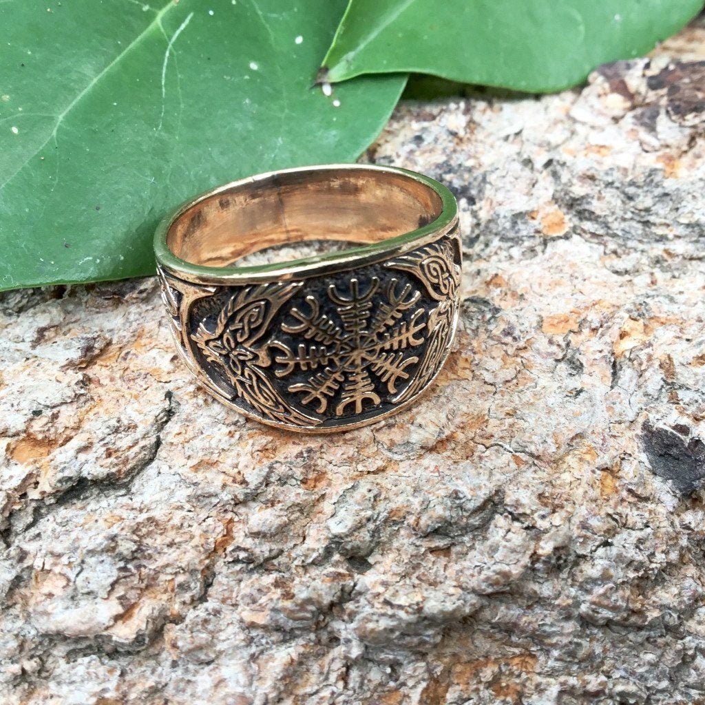 Bronze Helm of Awe and Raven Ring