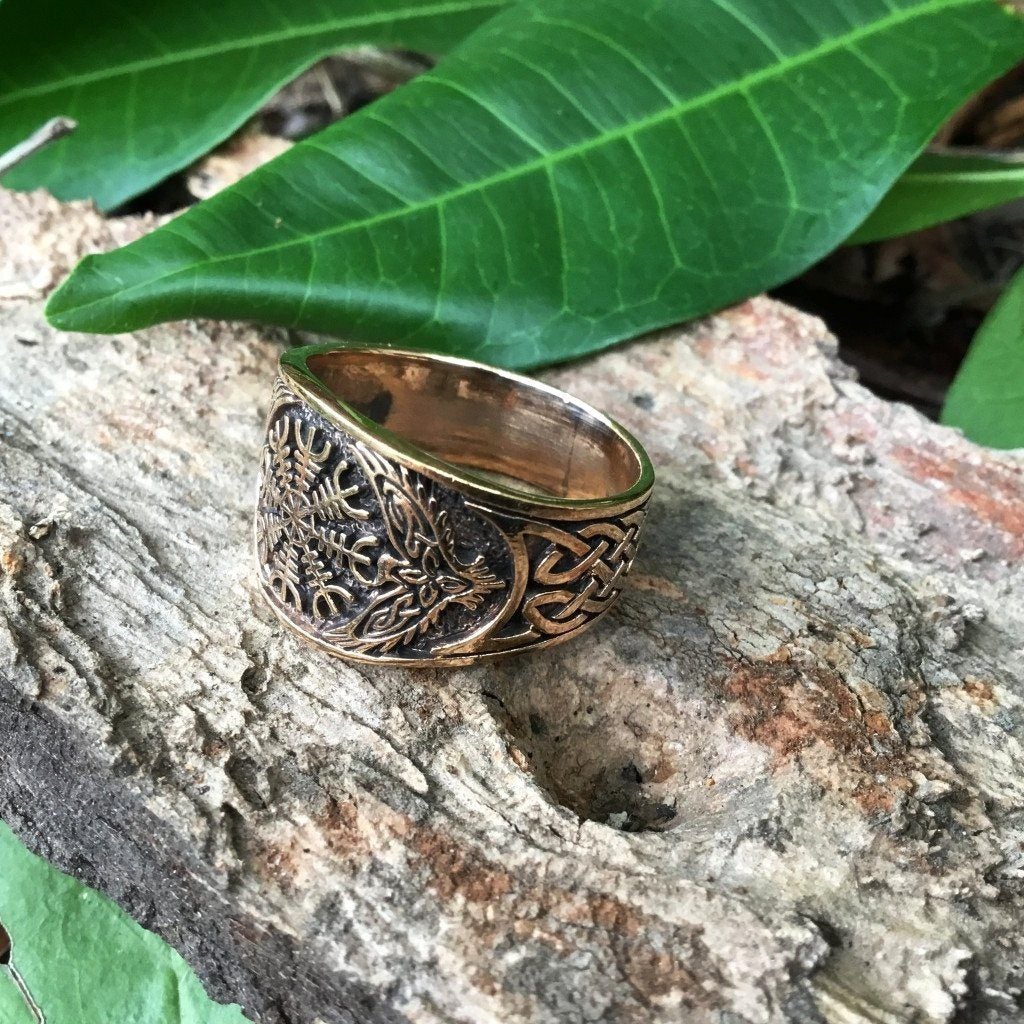 Bronze Helm of Awe and Raven Ring