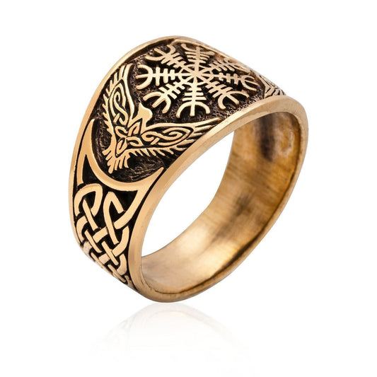 Bronze Helm of Awe and Raven Ring