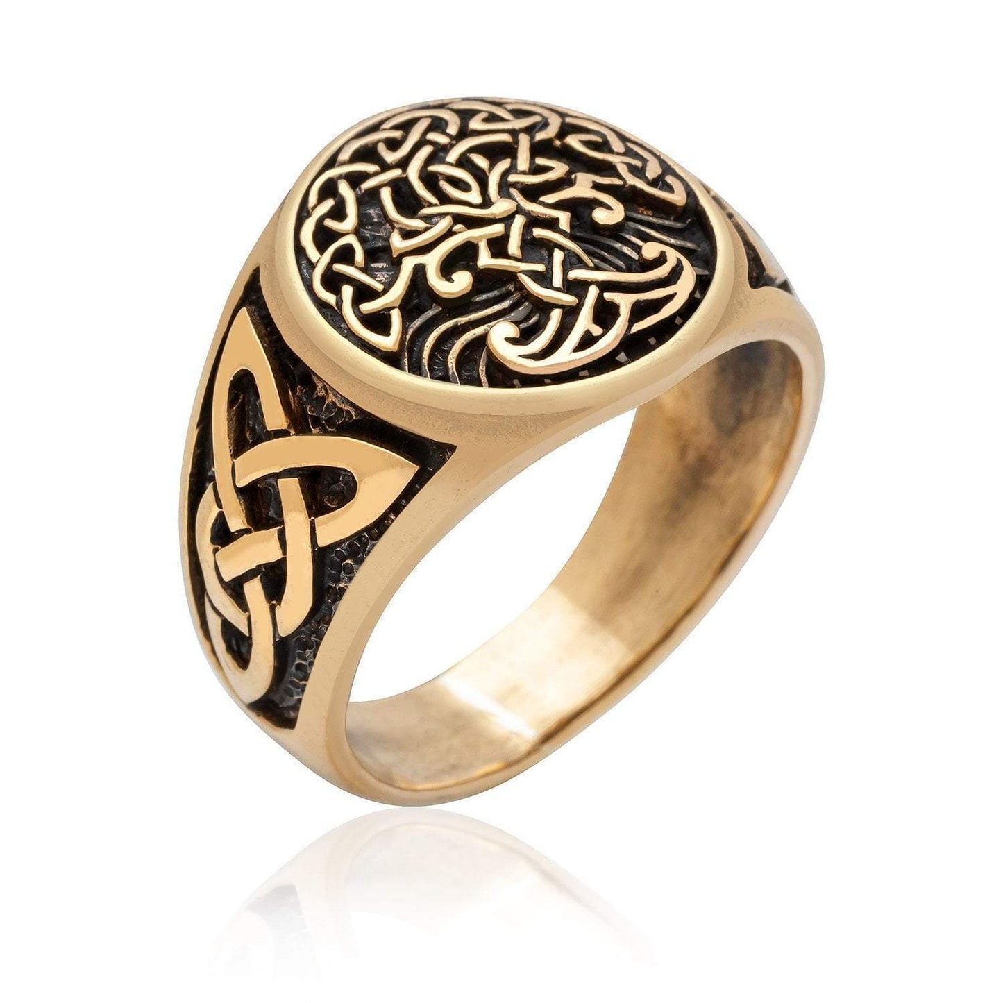 Bronze Tree of Life / Yggdrasil Ring With Knotwork