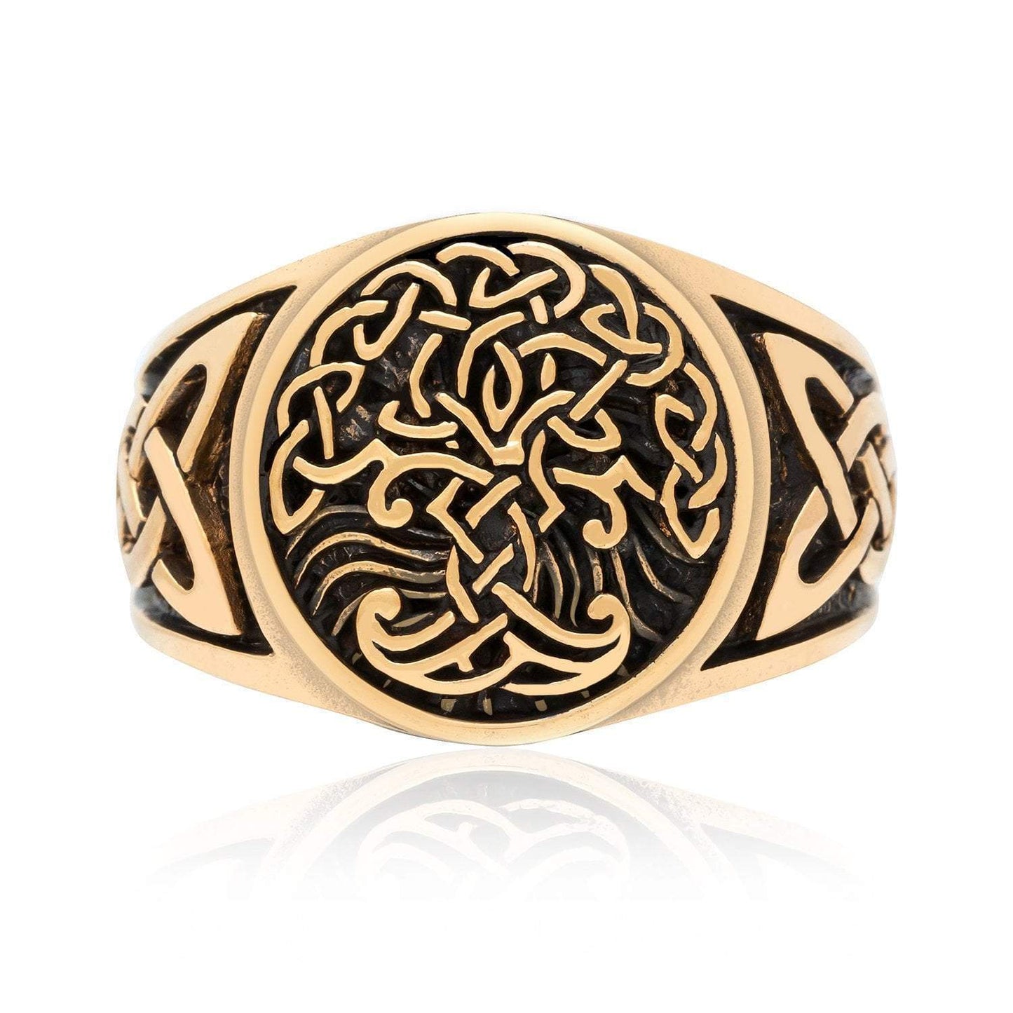 Bronze Tree of Life / Yggdrasil Ring With Knotwork