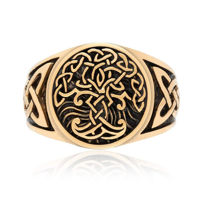 Bronze Tree of Life / Yggdrasil Ring With Knotwork