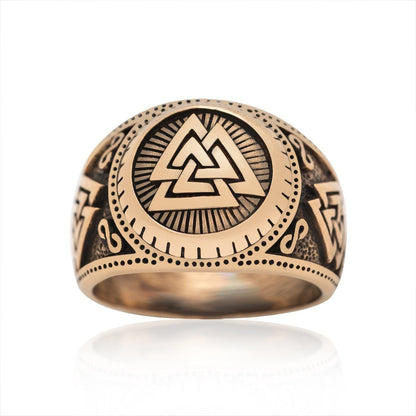 Bronze Triple Valknut Signet Ring