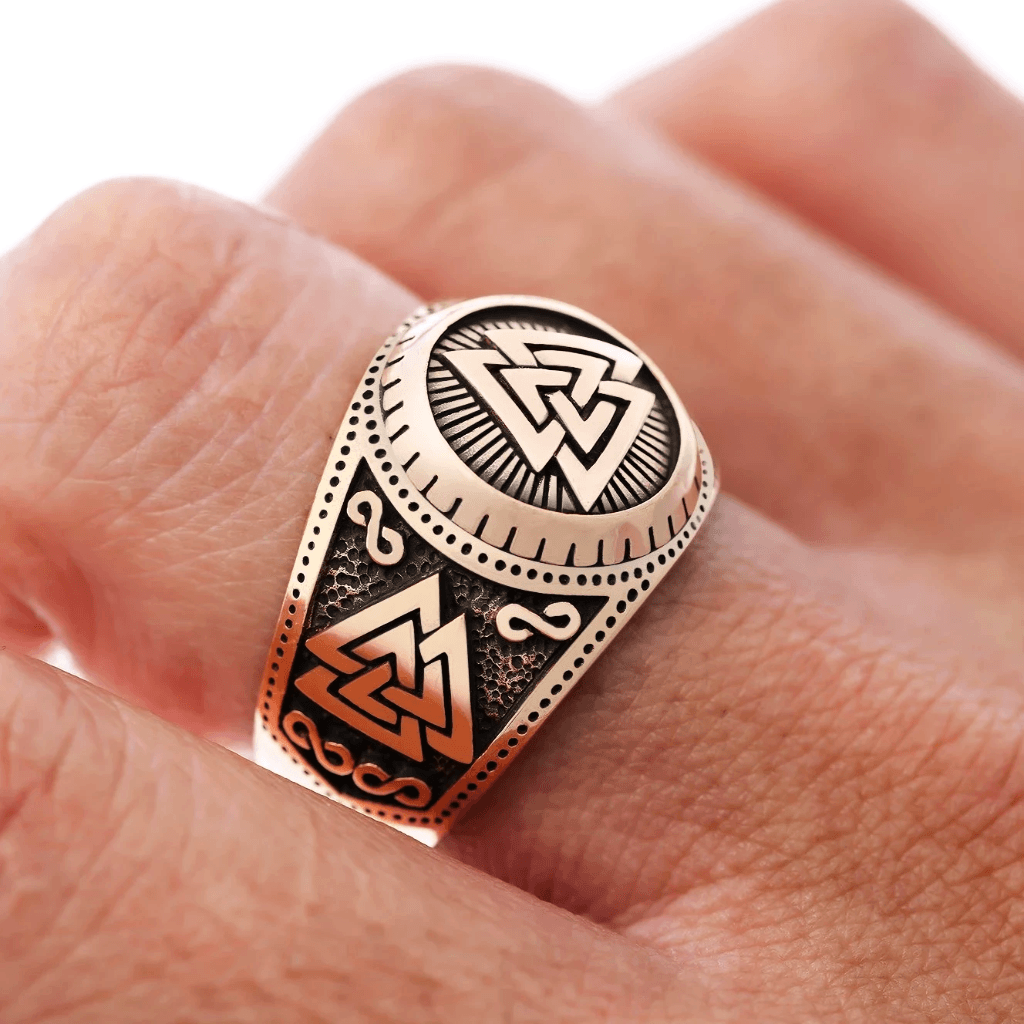 Bronze Triple Valknut Signet Ring