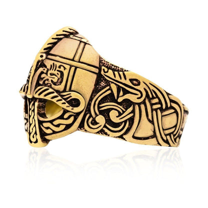 Bronze Viking Ring in Viking Helmet Design