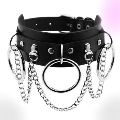 Gothic Chain & Rings Choker Necklace