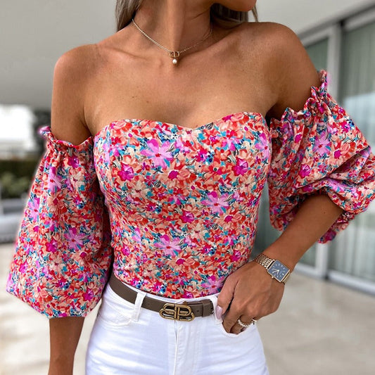 Strapless Floral Blouse