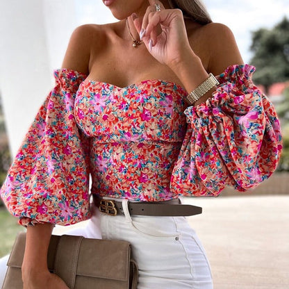 Strapless Floral Blouse