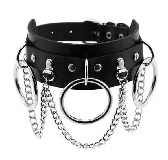 Gothic Chain & Rings Choker Necklace