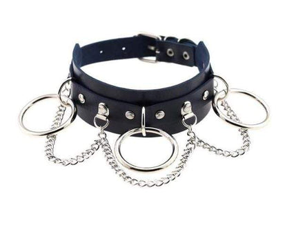 Gothic Chain & Rings Choker Necklace