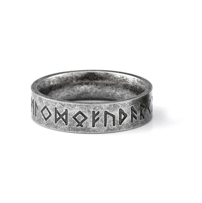 Handcrafted Stainless Steel Runes Ring (Aged Finish)