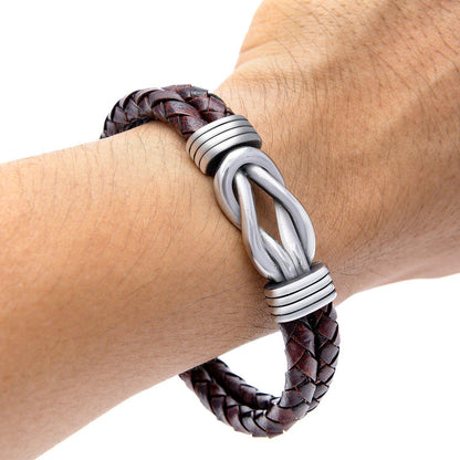 Handcrafted Stainless Steel and Leather Celtic Infinity Knot Bracelet