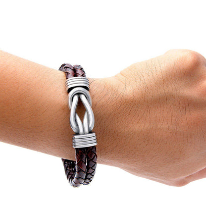 Handcrafted Stainless Steel and Leather Celtic Infinity Knot Bracelet