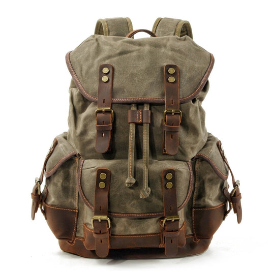 Vintage Canvas Leather Waterproof Backpack